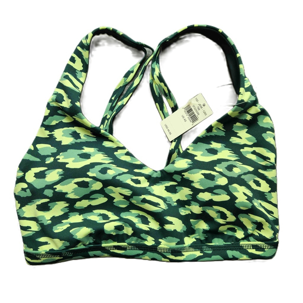 Aerie Green Yellow Camo Sports Bra XS NWT